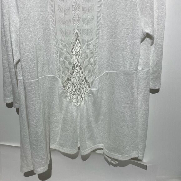 Torrid Women's White Embroidered Lace Mesh Open Front 3/4 Sleeve Cardigan Size 1 - Picture 7 of 7